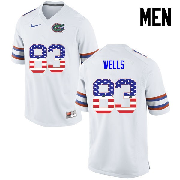 Florida Gators Men #83 Rick Wells College Football USA Flag Fashion White